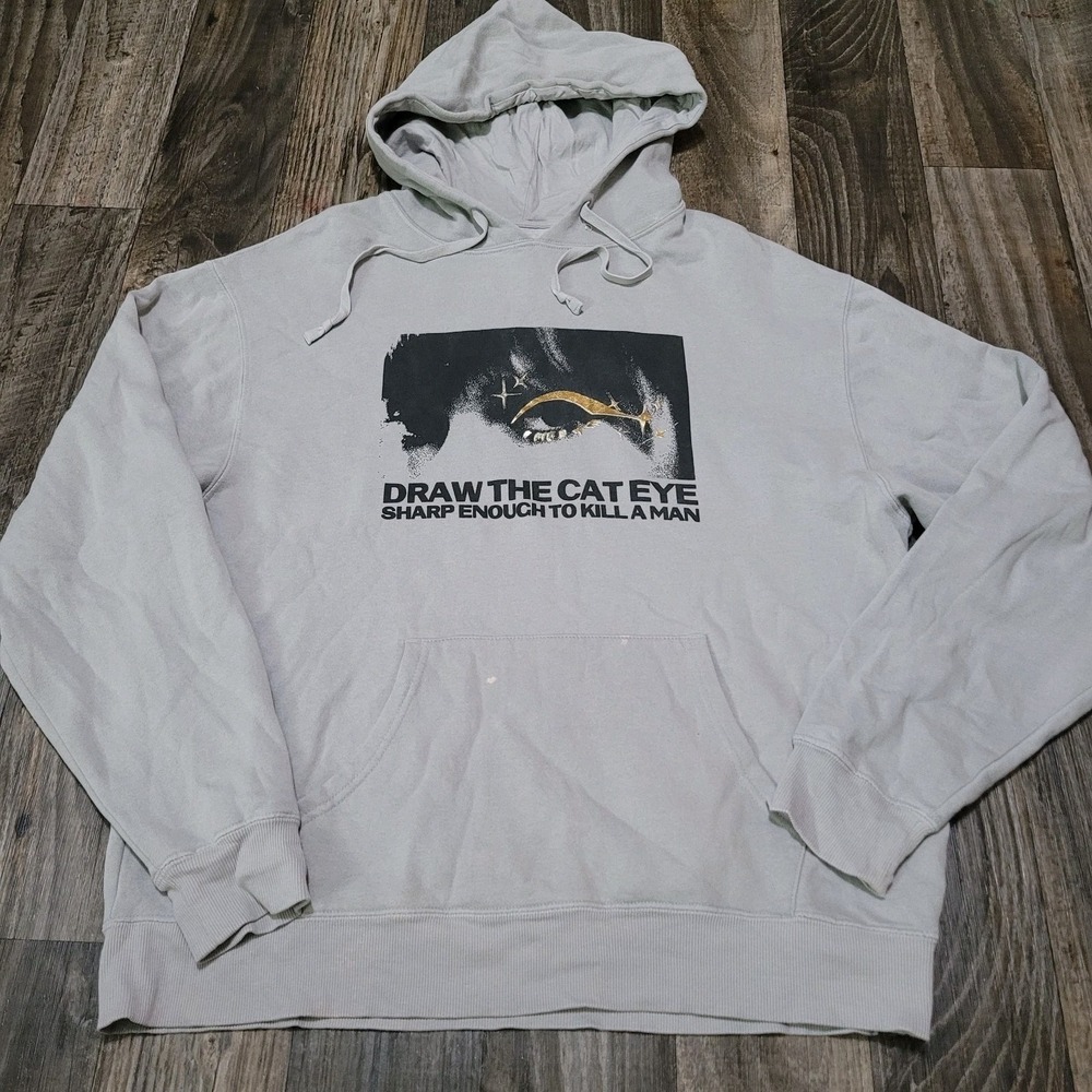 Taylor Swift Midnights Hoodie Sweatshirt Draw the Cat Eye Lyrics Pop Gray L